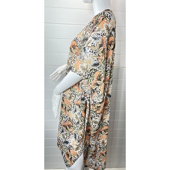 Y2K Kimono Womans One Size Animal Tropical Polyester Mob Wife Beach Coastal - Picture 8 of 10